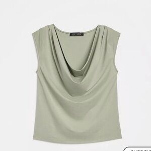 NWT Loft | Versa Cowl Neck Top in Frosted Sage Green/Grey | Size L